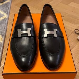 Hermes Black Paris Loafers